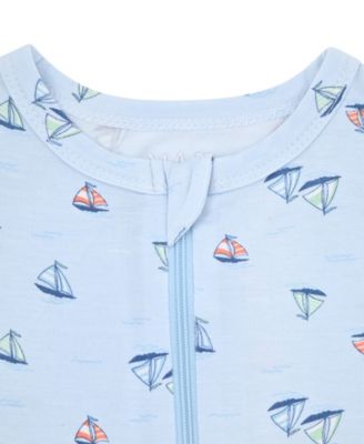 Baby Boys' Sail Boat Printed Round Neck Footie Sleep & Play and Hat, 2-Piece Set