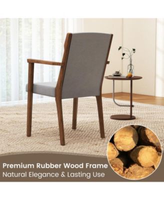 High-Back Wooden Accent Chairs Set of 2 with Padded Cushions