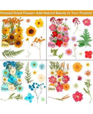 235 Pcs Pressed Dried Flowers Bulk Dry Molds Candles Diy Art Making Tweezers Butterfly Stickers Set