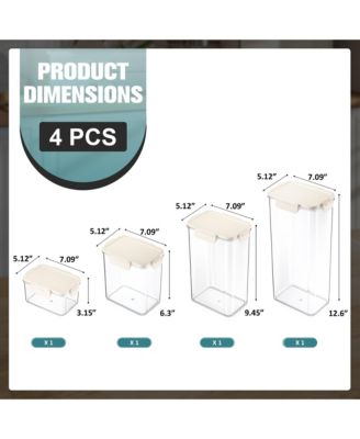 4-Pack Snap Lids Airtight Food Storage Container Set – Clear Stackable Canister for Pantry, Rice, Pasta, Cereal and Snacks
