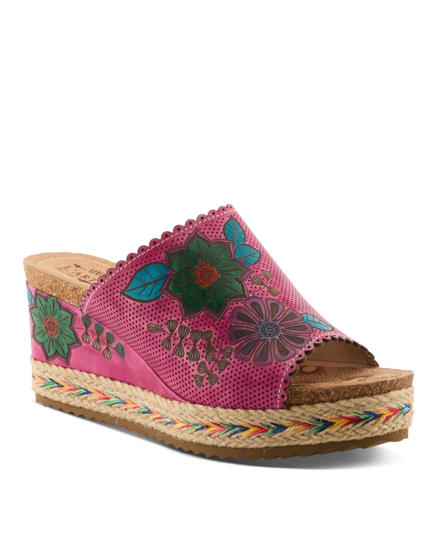 L`Artiste Women’s Delraybeach Wedge Sandal with Hand-painted Comfort Design