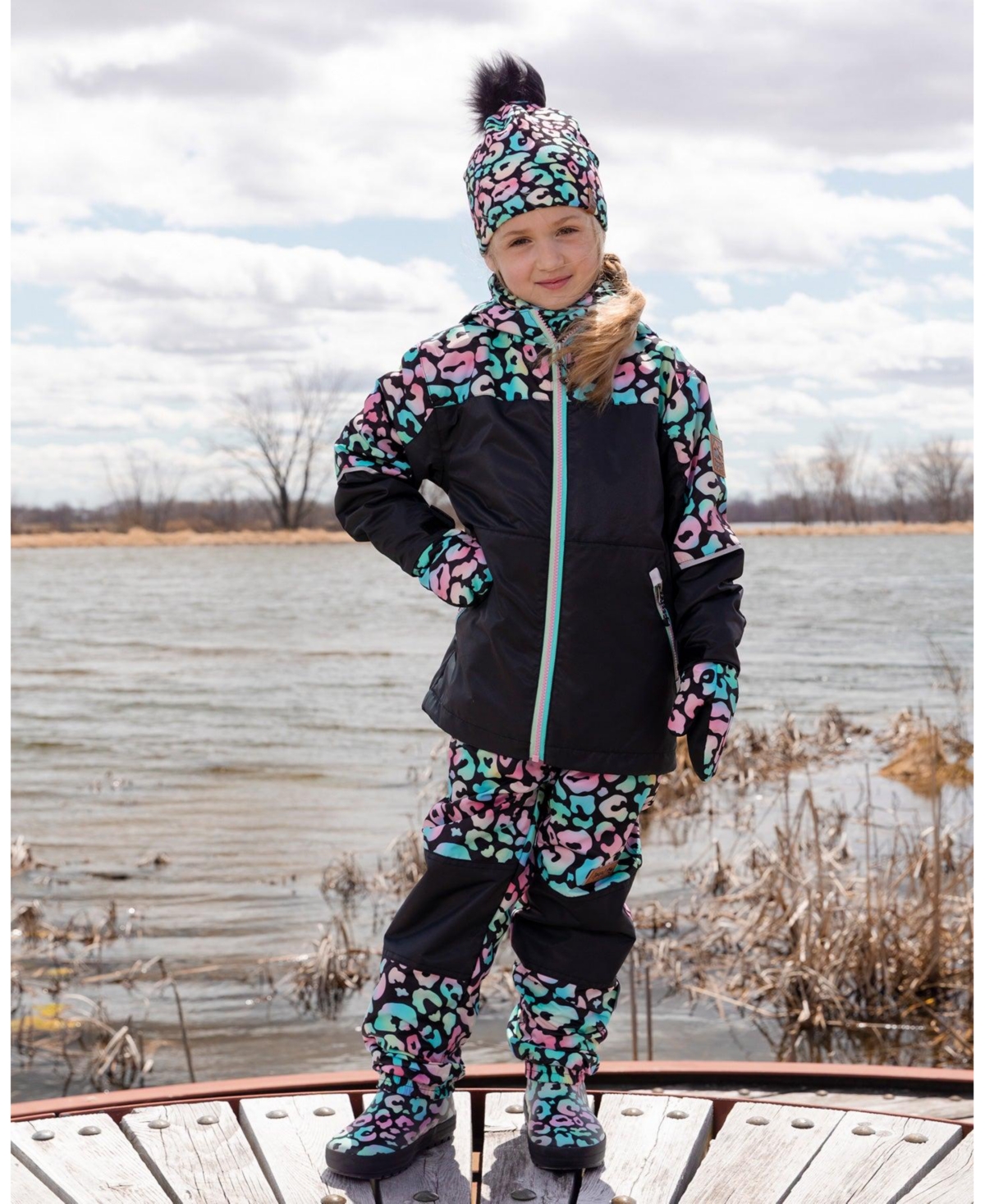 Deux par Deux Big Girls 3-in-1 Two-Piece Mid-Season Outerwear Set Animal Print