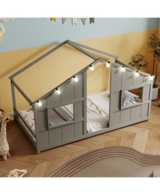 House Bed Montessori Floor Bed with LED Lights