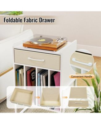 Record Player Stand with Drawer and Vinyl Record Storage