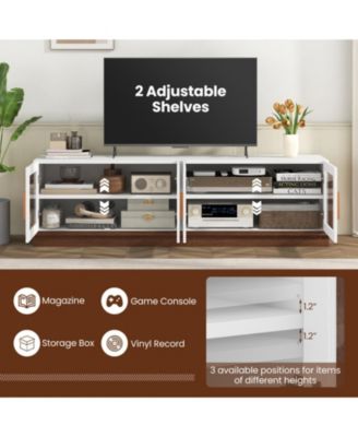 70 in TV Stand with 4 Tempered Glass Doors for TVs up to 75