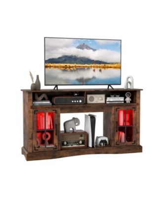 58 in TV Stand with RGB LED Lighting and Adjustable Glass Shelves