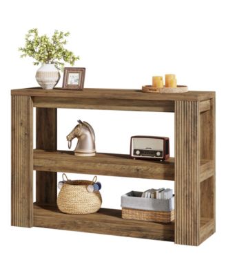 41.34-Inch Console Table, 3-Tier Farmhouse Entryway Table with Storage Shelves, Narrow Sofa Console Behind the Couch