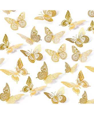 48 Pcs 3D Butterfly Wall Decor Removable Stickers 4 Styles 3 Sizes Birthday Party Decorations