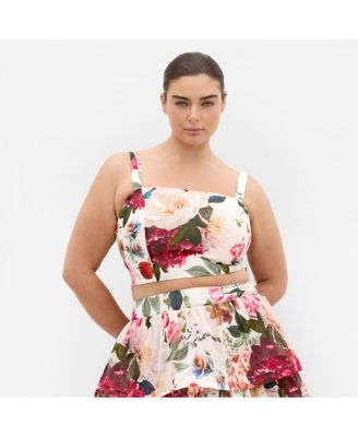 Women's Plus Size Bianka Bloom Print Crop Top