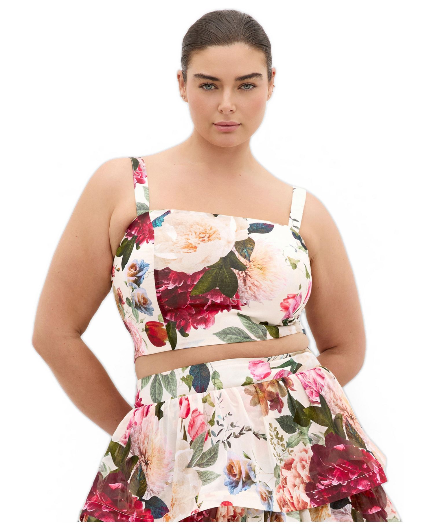 Women's Plus Size Bianka Bloom Print Crop Top