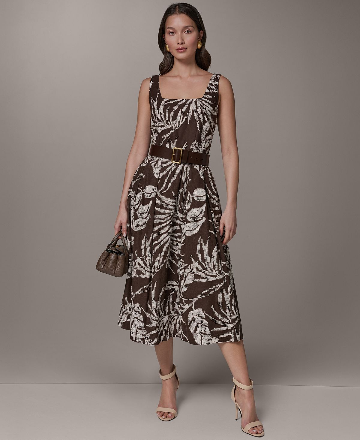 Donna Karan New York Women's Printed Square Neck Midi Dress view 2 — MAYCSS fashion products
