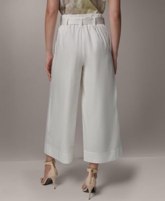 Petite Pleated Wide-Leg Cropped Pants