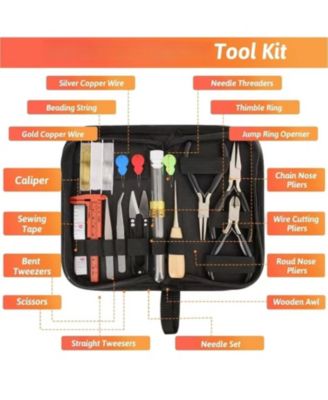 1810 PCS Jewelry Making Kit Pliers Wires Findings Chains Magnifier Storage Bag