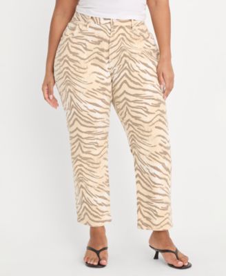 Women's Good Vintage-Inspired Straight Tiger Print Jeans