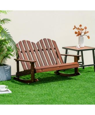 Fir Wood Outdoor Rocking Chair 2-Person with Slatted Seat