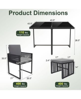 9 Piece Patio Dining Set with Cushions for Yard and Garden