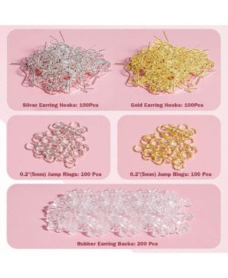 600pcs Earring Hooks Making Supplies Kit Jump Rings Backs