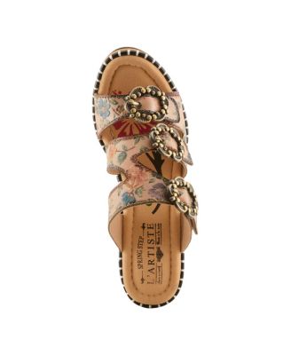 L`Artiste Women's Milemarker  Floral Sandal with Cushioned Footbed Comfort