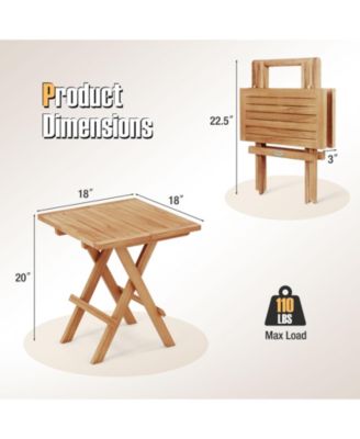 Patio Folding Side Table w/X-shaped Legs Slatted Tabletop for Backyard Outdoor