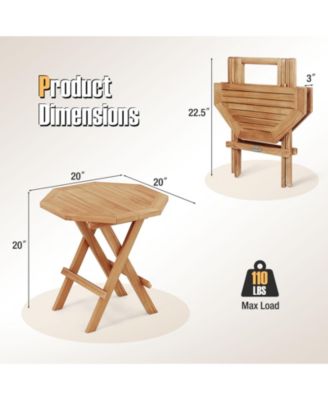 Patio Folding Side Table w/ X-shaped Legs and Slatted Tabletop for Backyard