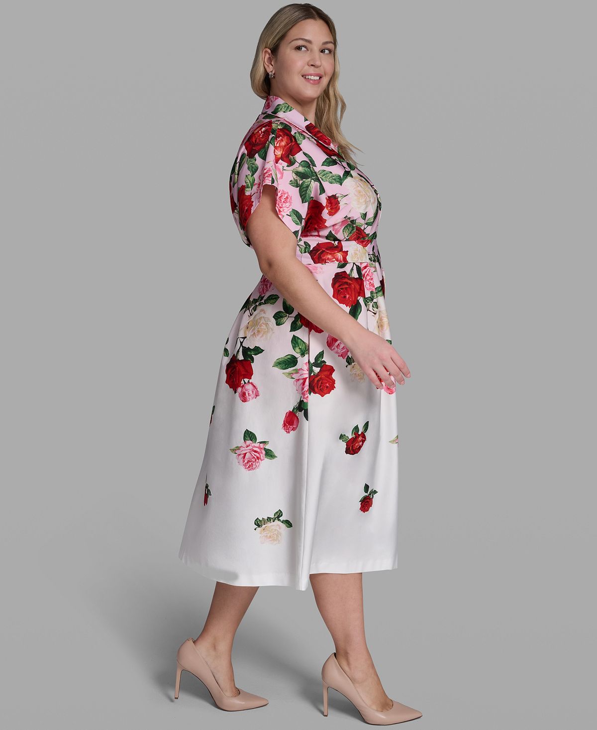KARL LAGERFELD PARIS Women's Printed Collared Shirt Dress view 2 — MAYCSS fashion products