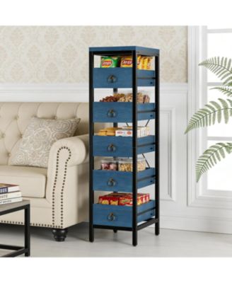 5-Tier Kitchen Fruit Vegetable Storage Rack, Narrow Snack Stand with Pull-Out Baskets, Utility Organizer