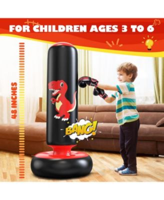 Inflatable Punching Bag, 48 Inch Stable Inflatable Boxing Bag for 3-6 Kids,Dinosaur Toy and Gifts for Boys and Girls, Kids Boxing Set