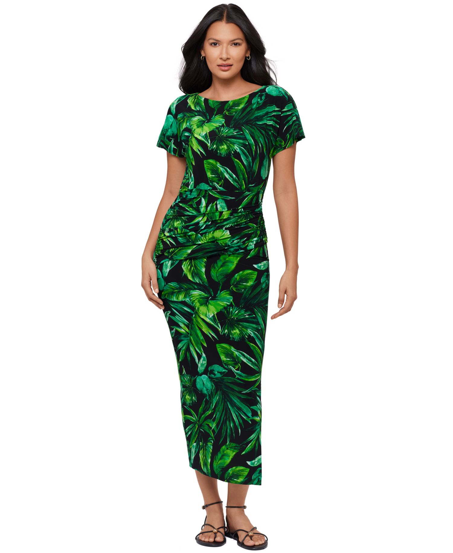 Women's Verdure Printed Round Neck Shaping Dress