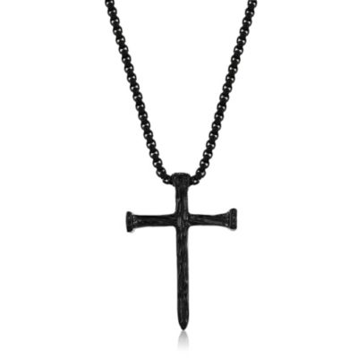 Stainless Steel, Textured Cross Necklace
