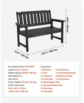 Patio Park Bench 36-Inch Weatherproof