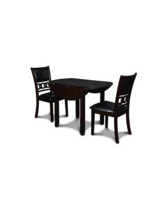 Gia 3-Piece 42" Wood Drop Leaf Dining Set, Ebony