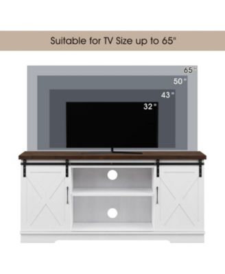 Farmhouse TV Stand for 65" TV, Sliding Barn Door, Adjustable Shelves, Modern Media Console for Living Room