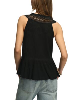 Women's Peplum Lace Trimmed Sleeveless Tank