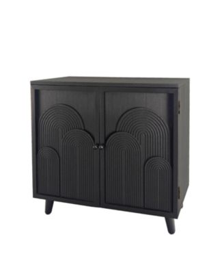 Modern Wood Storage Cabinet 31in Embossed Door Accent Cabinet For Living Room Bedroom