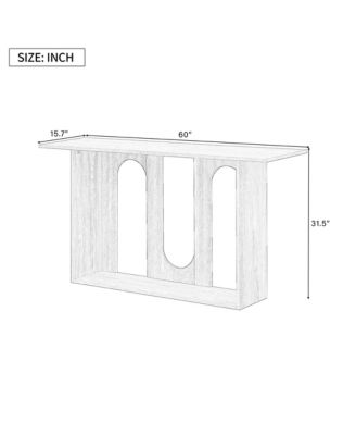 Modern Curved Ash Veneer Console Table With Shelf For Entryway Hallway Living Room