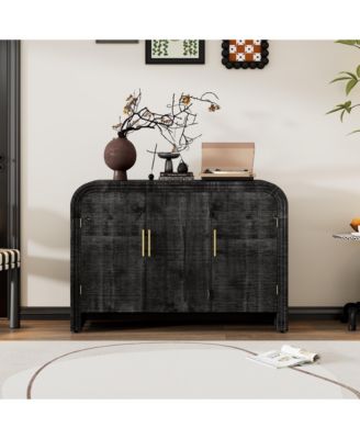 Retro Minimalist Curved Sideboard Gold Handles Adjustable Shelves Antique