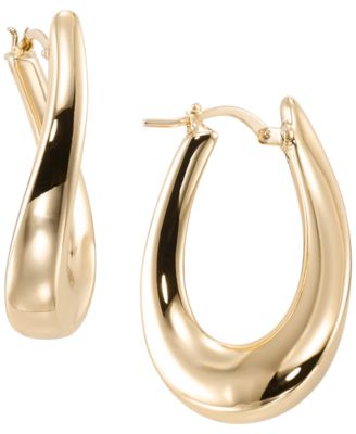 Wavy Hoop Earrings in 10k Yellow Gold
