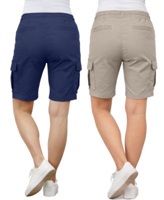 Women's Loose Fit Super Flex Stretch Cargo Jogger Shorts-2 Pack