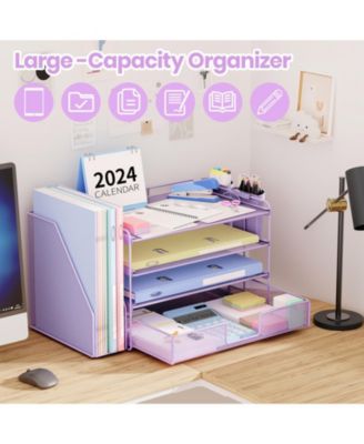 Desk Organizer 4-Tier File Drawer Pen Holders