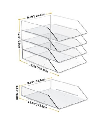 4-Tier Paper Organizer Stackable Letter Tray