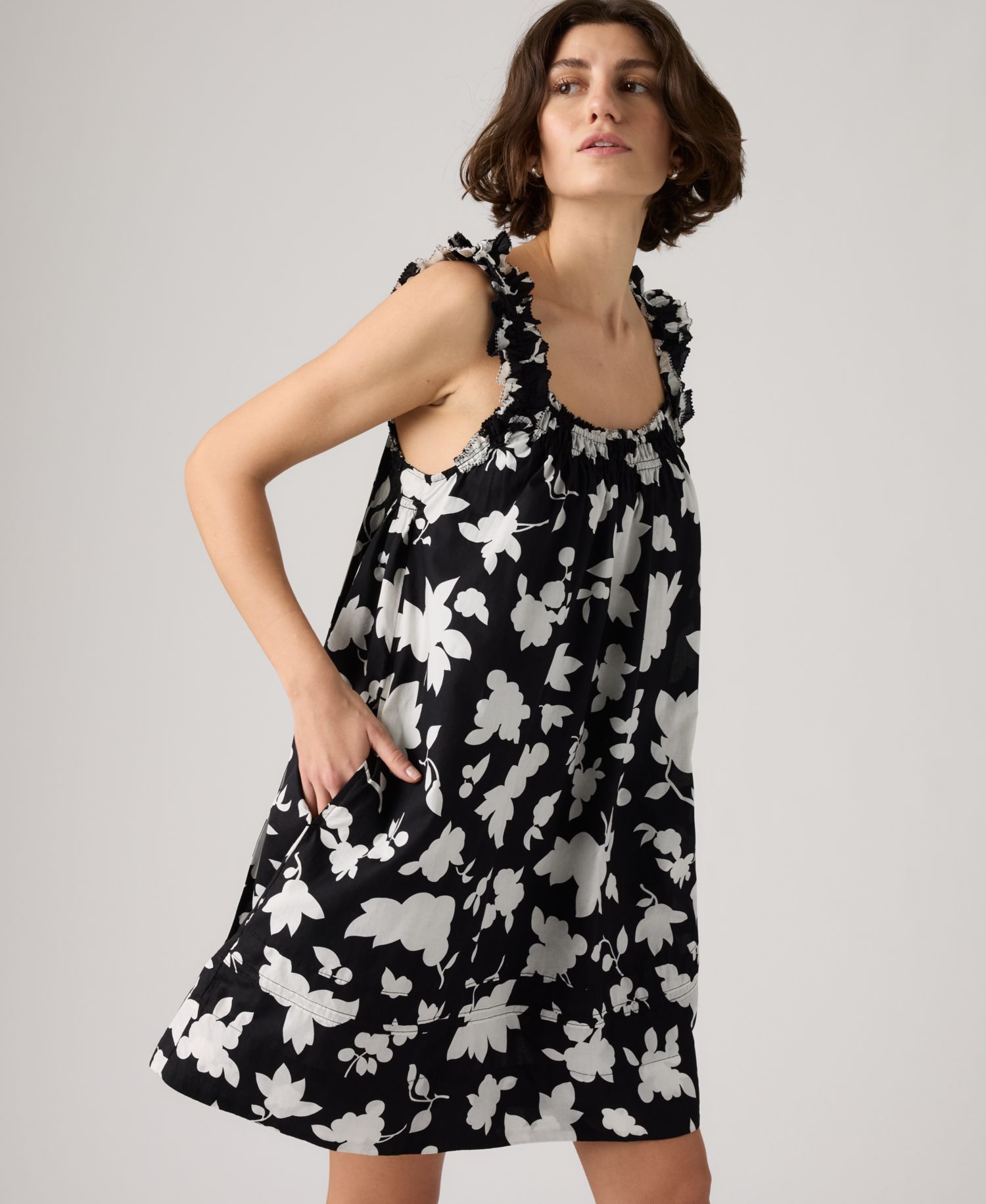 Premium Women's Meg Printed Sleeveless Cotton Mini Dress