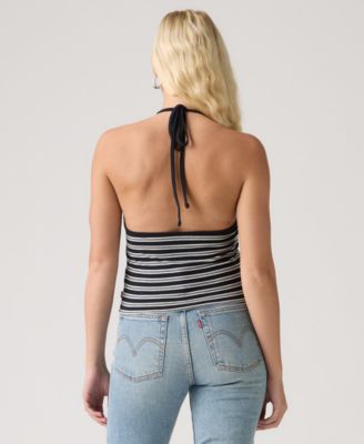 Women's Ella Striped Halter Crop Top
