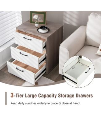 Modern Dresser Nightstand with 3 Slide-Out Drawers