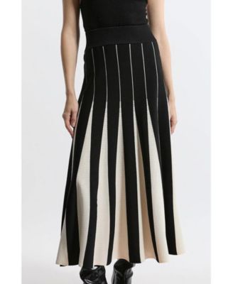 Women's Pointelle Block Pleated Skirt