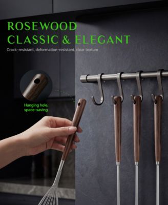 8-Piece 304 Stainless Steel Cooking Utensils Set with Heat-Resistant Wooden Handles