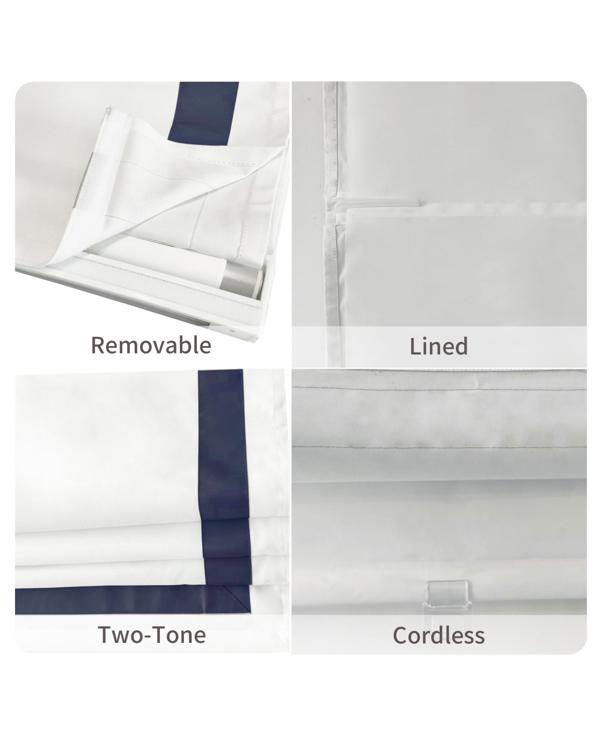 Shadisfy Cordless Pull Down Blackout Roman Shade with Ribbon Border