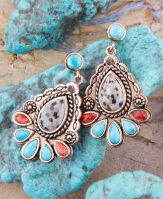 Dalmatian Jasper Colorful Golden Drop Earrings