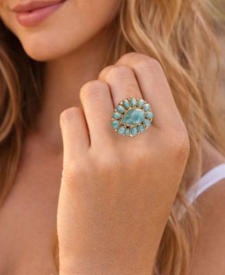 Durango Blue Turquoise Golden Statement Ring