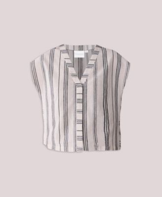 Women's Relaxed V Neck Striped Top