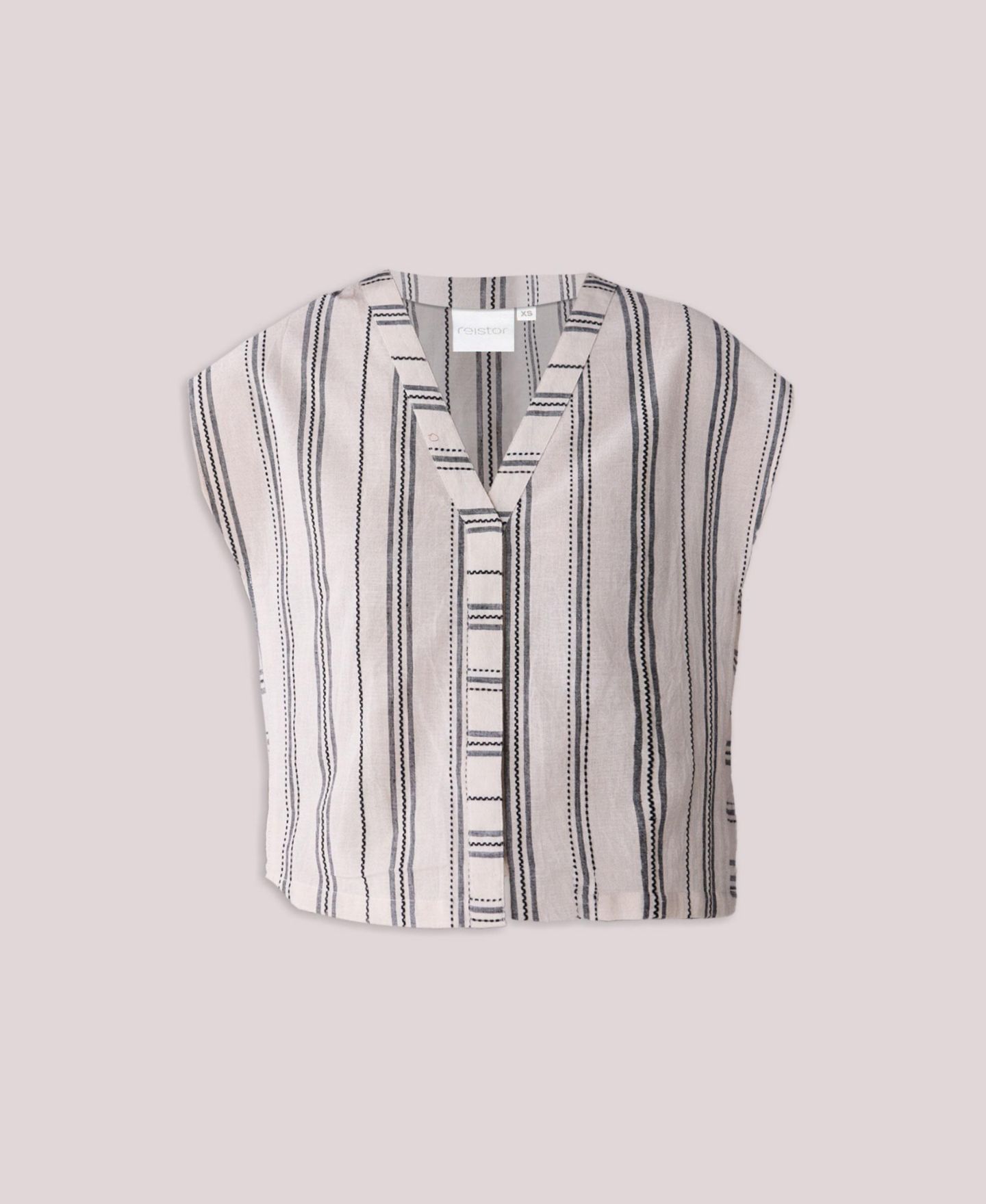 Женский топ Reistor Relaxed V-neck in Stripes, цвет: Холщовый — фото 8